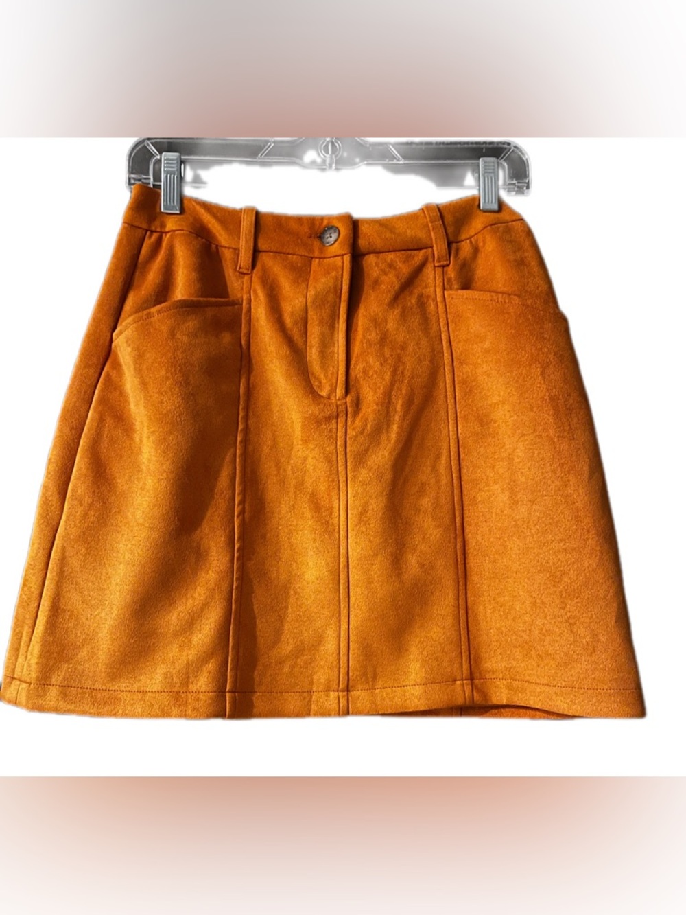 Philosophy Republic Vegan Faux Suede Mini Skirt Orange Rust 4 NWT